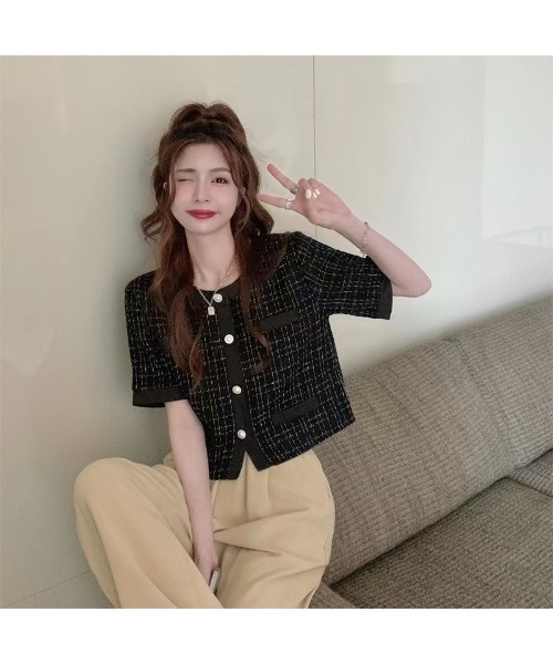 SpRay（スプレイ）の「ツィードライクカーディガン（カーディガン/ボレロ・レディース・オフホワイト/ブラック・FREE）」の6枚目の写真