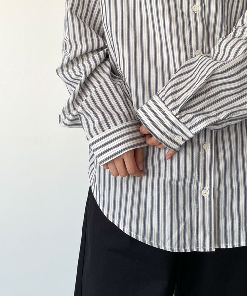El mar（エルマール）の「El mar(エルマール) オーバーサイズストライプシャツ（シャツ/ブラウス・レディース・ネイビー・ONE SIZE）」の7枚目の写真