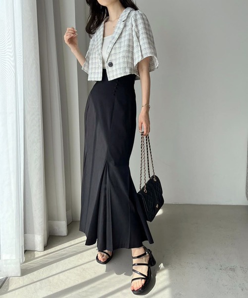 one after another NICE CLAUP（ワンアフターアナザーナイスクラップ）の「袖フレアスリットショートジャケット（テーラードジャケット・レディース・ホワイト系その他/アイボリー/ブラック・FREE）」の13枚目の写真