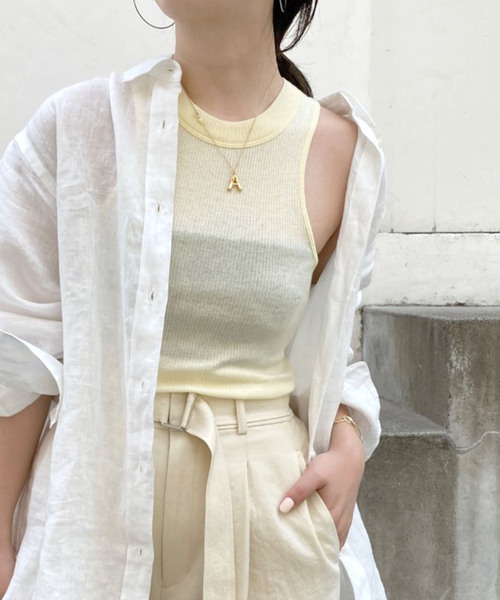 SLOBE IENA（スローブイエナ）の「【NINETY PERCENT/ナインティパーセント 】コットンノースリーブカットソー（Tシャツ/カットソー・レディース・ブラウン/イエロー/アイボリー/ピンク・FREE）」の14枚目の写真