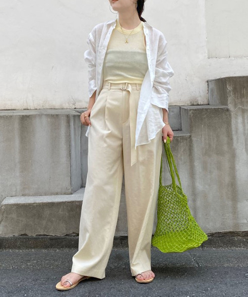 SLOBE IENA（スローブイエナ）の「【NINETY PERCENT/ナインティパーセント 】コットンノースリーブカットソー（Tシャツ/カットソー・レディース・ブラウン/イエロー/アイボリー/ピンク・FREE）」の15枚目の写真