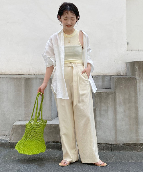 SLOBE IENA（スローブイエナ）の「【NINETY PERCENT/ナインティパーセント 】コットンノースリーブカットソー（Tシャツ/カットソー・レディース・ブラウン/イエロー/アイボリー/ピンク・FREE）」の16枚目の写真