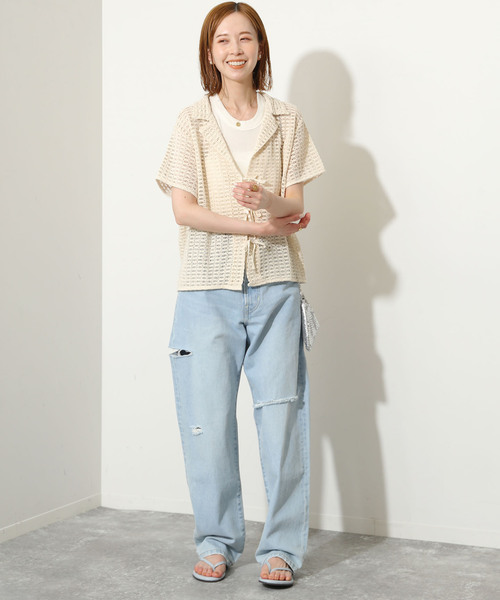 SLOBE IENA（スローブイエナ）の「【NINETY PERCENT/ナインティパーセント 】コットンノースリーブカットソー（Tシャツ/カットソー・レディース・ブラウン/イエロー/アイボリー/ピンク・FREE）」の20枚目の写真