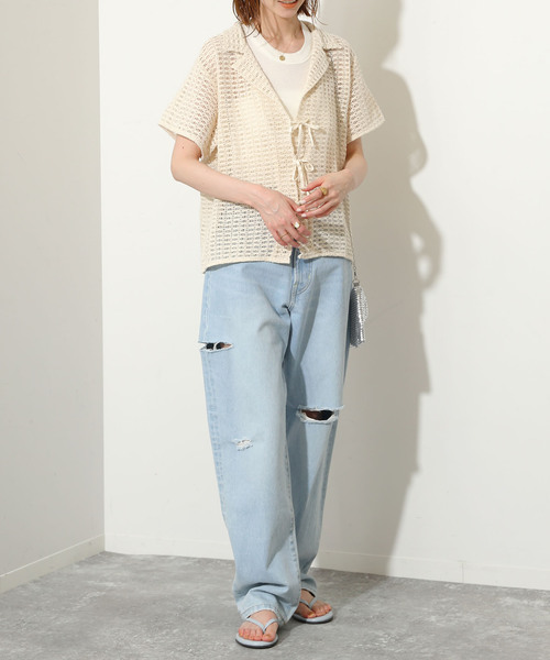 SLOBE IENA（スローブイエナ）の「【NINETY PERCENT/ナインティパーセント 】コットンノースリーブカットソー（Tシャツ/カットソー・レディース・ブラウン/イエロー/アイボリー/ピンク・FREE）」の21枚目の写真