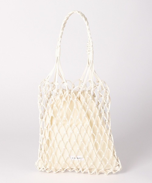 LEPSIM（レプシィム）の「フェイクレザーマクラメハンモックトート　183065（トートバッグ・レディース・アイボリー/グリーン/ベージュ・ONE SIZE）」の7枚目の写真