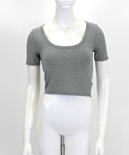 Riff（リフ）の「UネックカラーT（Tシャツ/カットソー・レディース・ブラック/ブルーグリーン/グレー/ピンク/オフホワイト/マスタード・M）」の14枚目の写真