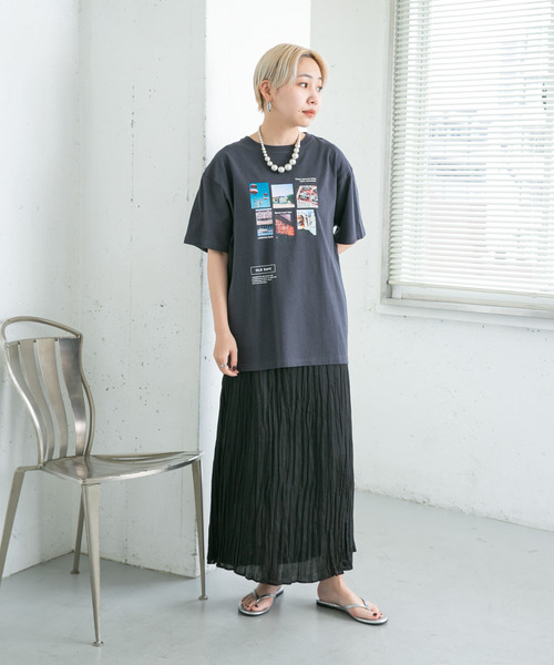 KBF(ケイビーエフ)の「クリンクルプリーツスカート(スカート・レディース・アイボリー/ブラック/グリーン系その他・ONE)」の5枚目の写真