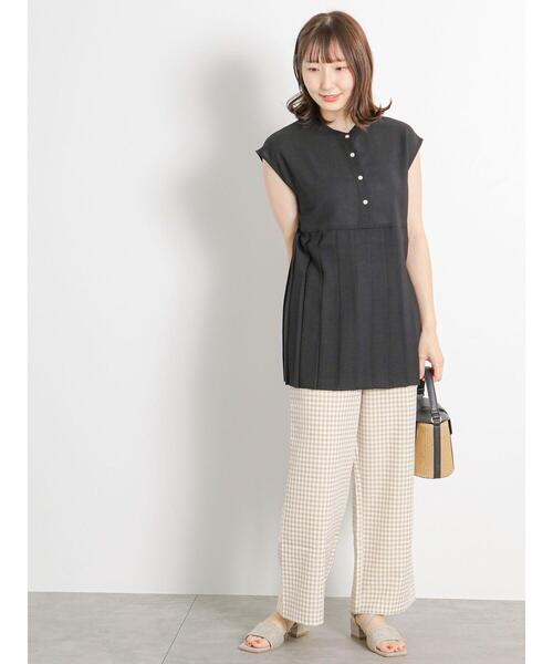 Te chichi TERRASSE（テチチテラス）の「プリーツ切替ブラウス（シャツ/ブラウス・レディース・グリーン/ブラック/オフホワイト・F）」の6枚目の写真