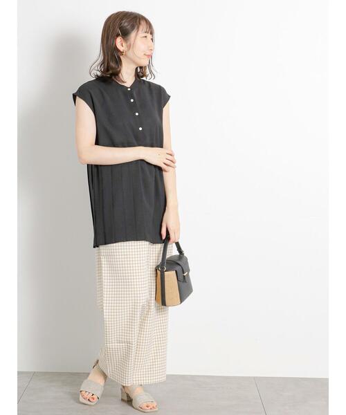 Te chichi TERRASSE（テチチテラス）の「プリーツ切替ブラウス（シャツ/ブラウス・レディース・グリーン/ブラック/オフホワイト・F）」の8枚目の写真