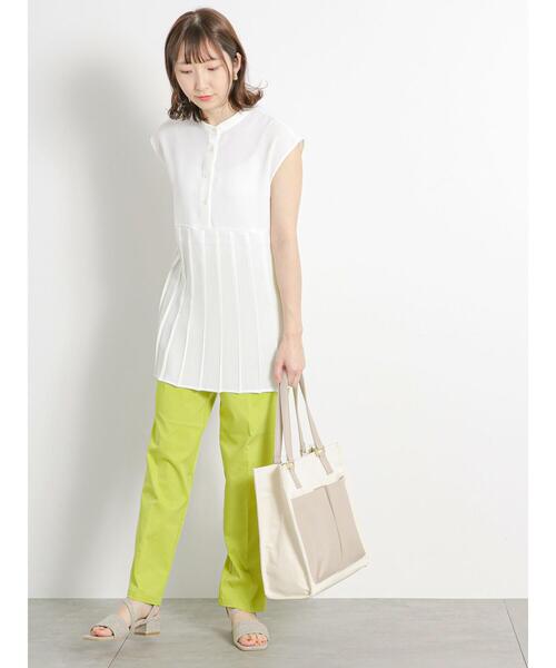 Te chichi TERRASSE（テチチテラス）の「プリーツ切替ブラウス（シャツ/ブラウス・レディース・グリーン/ブラック/オフホワイト・F）」の14枚目の写真