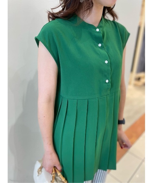 Te chichi TERRASSE（テチチテラス）の「プリーツ切替ブラウス（シャツ/ブラウス・レディース・グリーン/ブラック/オフホワイト・F）」の3枚目の写真