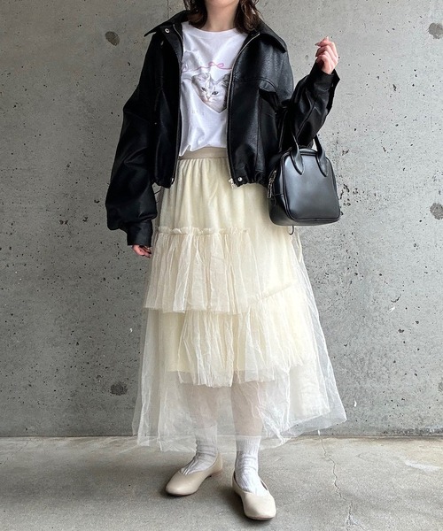 cuorequal(クオレコール)の「チュールティアードスカート(スカート・レディース・アイボリー/ブラック・SMALL/MEDIUM/LARGE/X-LARGE)」の5枚目の写真