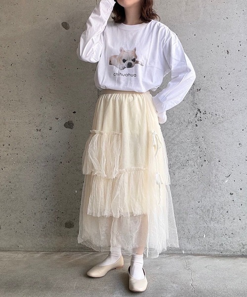 cuorequal(クオレコール)の「チュールティアードスカート(スカート・レディース・アイボリー/ブラック・SMALL/MEDIUM/LARGE/X-LARGE)」の8枚目の写真