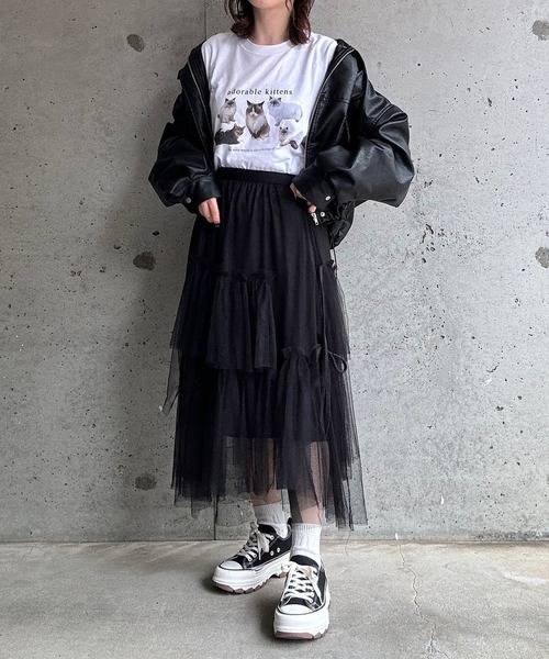 ブルレア　ブラックチュールティアードスカート ≪OUTLET≫チュールティアードスカート(ブラック): ALL｜Bleu Bleuet