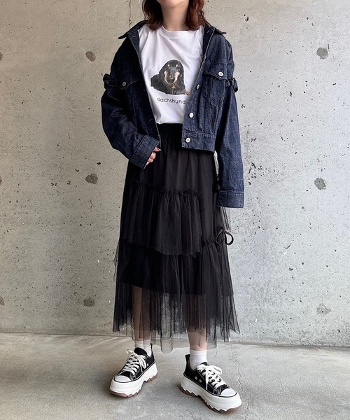 cuorequal(クオレコール)の「チュールティアードスカート(スカート・レディース・アイボリー/ブラック・SMALL/MEDIUM/LARGE/X-LARGE)」の11枚目の写真