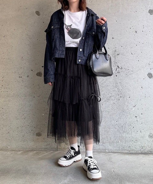 cuorequal(クオレコール)の「チュールティアードスカート(スカート・レディース・アイボリー/ブラック・SMALL/MEDIUM/LARGE/X-LARGE)」の12枚目の写真