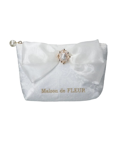 Maison de FLEUR パールレースオーガンジーリボンポーチ 量産型 Maison de FLEUR（メゾンドフルール）の「パールレース