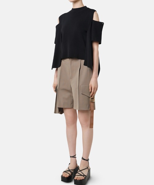 LE CIEL BLEU - 【新品】LE CIEL BLEU   テープディティールニット   ブラック ル シェル ブルー - LE CIEL BLEU | Shoulder Out Wide Tape