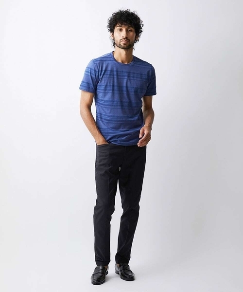 MICHEL KLEIN HOMME (ミッシェルクランオム)の「《日本製》ボーダークルーネック半袖カットソー(Tシャツ/カットソー・メンズ・ホワイト/パープル/ブラック・MEDIUM/LARGE/X-LARGE)」の5枚目の写真