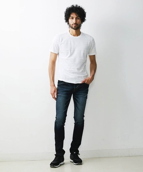 MICHEL KLEIN HOMME (ミッシェルクランオム)の「《日本製》ボーダークルーネック半袖カットソー(Tシャツ/カットソー・メンズ・ホワイト/パープル/ブラック・MEDIUM/LARGE/X-LARGE)」の9枚目の写真