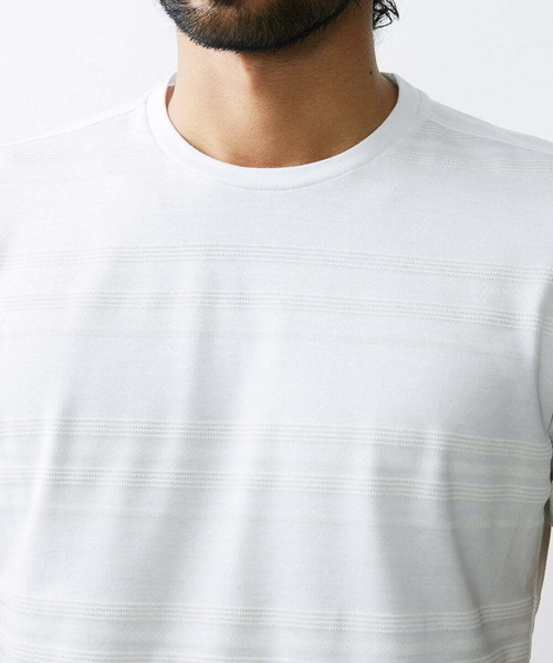 MICHEL KLEIN HOMME (ミッシェルクランオム)の「《日本製》ボーダークルーネック半袖カットソー(Tシャツ/カットソー・メンズ・ホワイト/パープル/ブラック・MEDIUM/LARGE/X-LARGE)」の12枚目の写真
