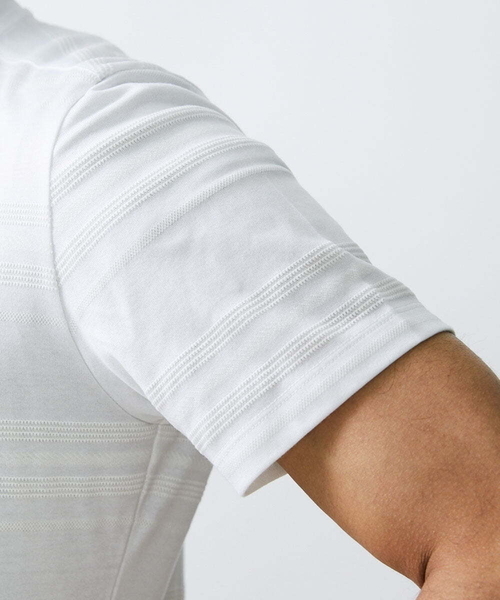 MICHEL KLEIN HOMME (ミッシェルクランオム)の「《日本製》ボーダークルーネック半袖カットソー(Tシャツ/カットソー・メンズ・ホワイト/パープル/ブラック・MEDIUM/LARGE/X-LARGE)」の13枚目の写真
