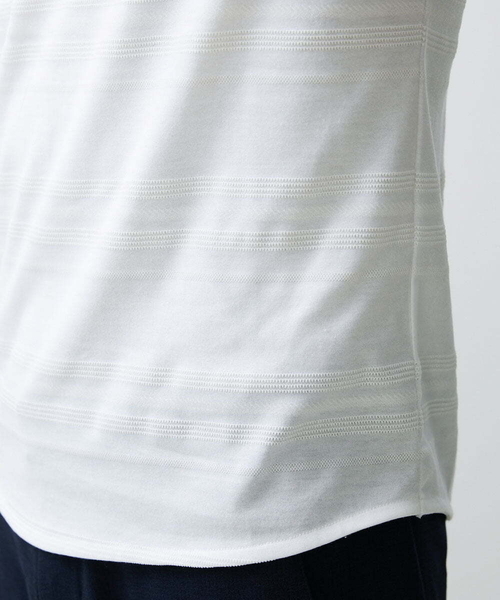 MICHEL KLEIN HOMME (ミッシェルクランオム)の「《日本製》ボーダークルーネック半袖カットソー(Tシャツ/カットソー・メンズ・ホワイト/パープル/ブラック・MEDIUM/LARGE/X-LARGE)」の14枚目の写真