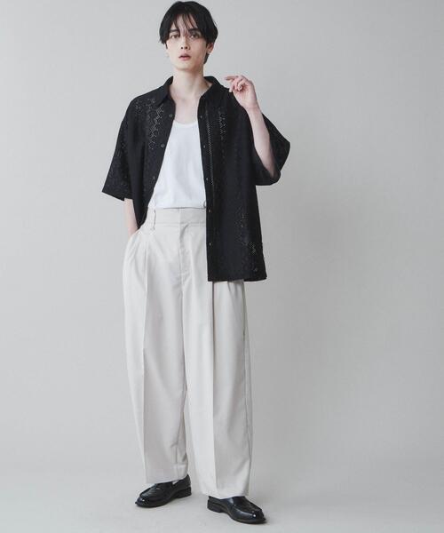 LUCY（ルーシー）の「LUCY/【セットアップ対応】TR ワイドストレートスラックス（スラックス・メンズ・ブラック/アイボリー/ブルー・MEDIUM/LARGE）」の4枚目の写真