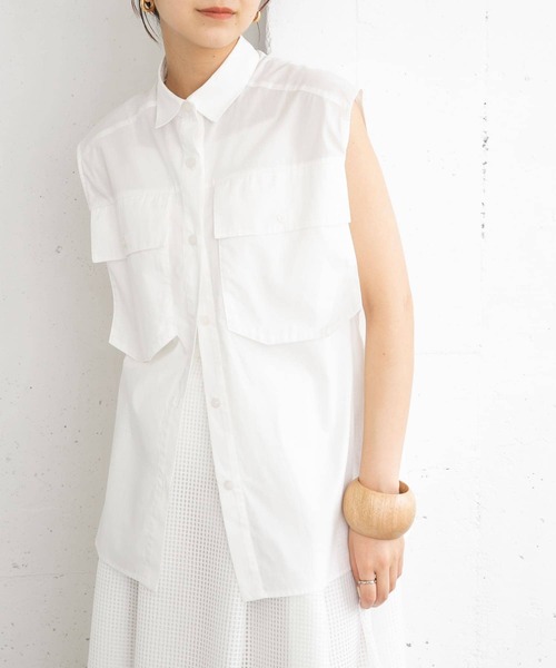 KBF（ケイビーエフ）の「BIGポケットディティールブラウス（シャツ/ブラウス・レディース・オレンジ/グリーン系その他/オフホワイト・ONE）」の11枚目の写真