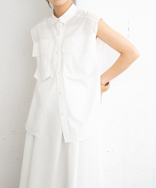 KBF（ケイビーエフ）の「BIGポケットディティールブラウス（シャツ/ブラウス・レディース・オレンジ/グリーン系その他/オフホワイト・ONE）」の13枚目の写真