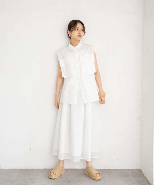 KBF（ケイビーエフ）の「BIGポケットディティールブラウス（シャツ/ブラウス・レディース・オレンジ/グリーン系その他/オフホワイト・ONE）」の17枚目の写真