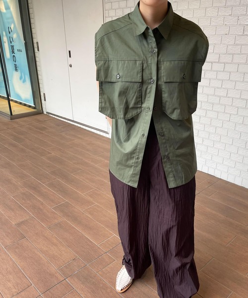 KBF（ケイビーエフ）の「BIGポケットディティールブラウス（シャツ/ブラウス・レディース・オレンジ/グリーン系その他/オフホワイト・ONE）」の19枚目の写真