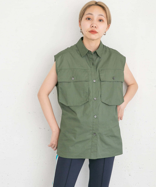 KBF（ケイビーエフ）の「BIGポケットディティールブラウス（シャツ/ブラウス・レディース・オレンジ/グリーン系その他/オフホワイト・ONE）」の21枚目の写真