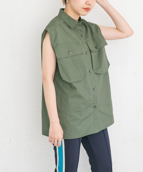 KBF（ケイビーエフ）の「BIGポケットディティールブラウス（シャツ/ブラウス・レディース・オレンジ/グリーン系その他/オフホワイト・ONE）」の22枚目の写真