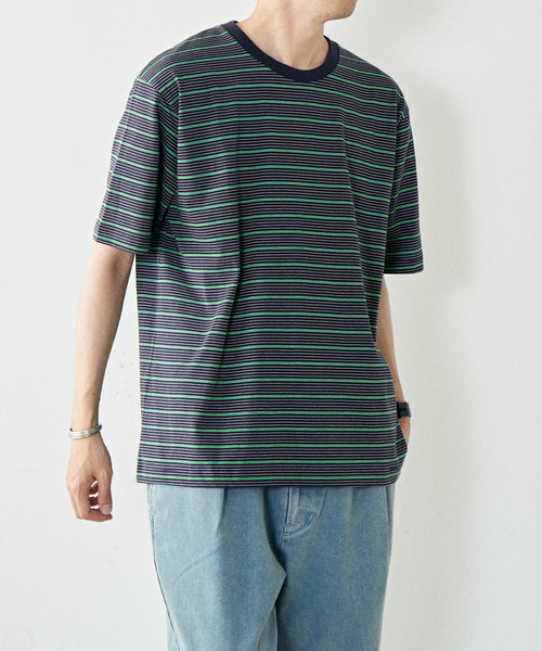 MASTER FRAME（マスターフレーム ）の「【MASTER FRAME】マルチボーダークルーネックTシャツ（Tシャツ/カットソー・メンズ・グレー×ホワイト/ミント/ネイビー・3/4）」の3枚目の写真