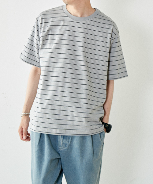 MASTER FRAME（マスターフレーム ）の「【MASTER FRAME】マルチボーダークルーネックTシャツ（Tシャツ/カットソー・メンズ・グレー×ホワイト/ミント/ネイビー・3/4）」の12枚目の写真