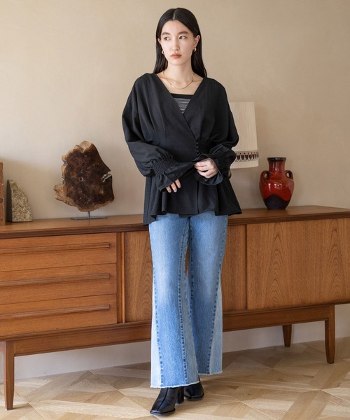 LOWRYS FARM（ローリーズファーム）の「クルミボタンカシュクールロングスリーブ  968600（シャツ/ブラウス・レディース・ホワイト/ブラック/パープル・FREE）」の15枚目の写真