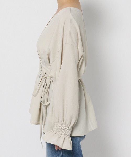 LOWRYS FARM（ローリーズファーム）の「クルミボタンカシュクールロングスリーブ  968600（シャツ/ブラウス・レディース・ホワイト/ブラック/パープル・FREE）」の12枚目の写真