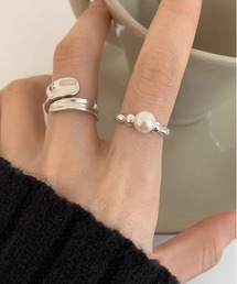 デザインパールリング 2点セット