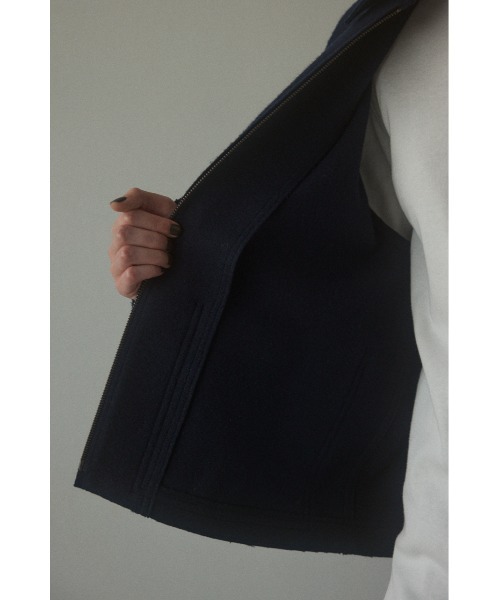 BLACK BY MOUSSY(ブラックバイマウジー)の「wool zip jacket(ウールジップジャケット)(その他アウター・レディース・ネイビー/アイボリー・FREE)」の5枚目の写真