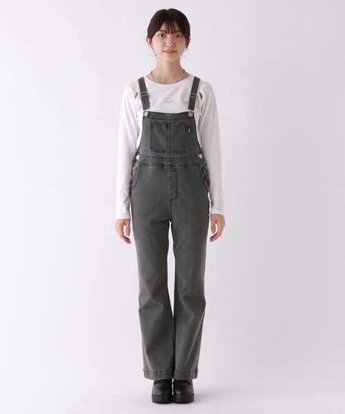 repipi armario（レピピ アルマリオ）の「デニムフレアサロペット（サロペット/オーバーオール・キッズ・ブラック系1/ブラック/ワンウォッシュ・SMALL/MEDIUM/LARGE）」の9枚目の写真