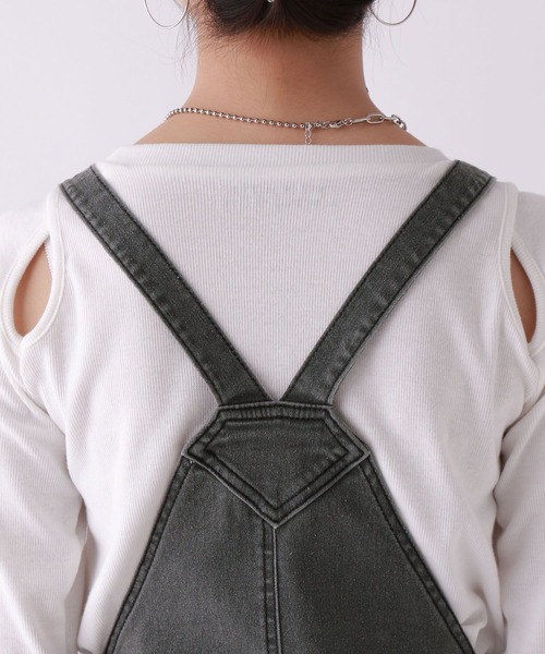 repipi armario（レピピ アルマリオ）の「デニムフレアサロペット（サロペット/オーバーオール・キッズ・ブラック系1/ブラック/ワンウォッシュ・SMALL/MEDIUM/LARGE）」の17枚目の写真