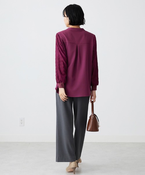 BELLUNA（ベルーナ）の「袖レースデザイン上品ブラウス（シャツ/ブラウス・レディース・ベージュ/ワイン/ネイビー/オフホワイト・LARGE/X-LARGE/MEDIUM）」の10枚目の写真