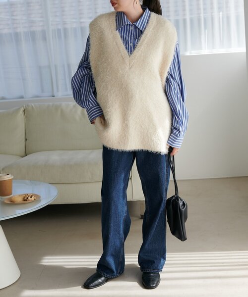 セール】【新色追加/WEB限定】フェザーヤーンチュニックベスト（ニット