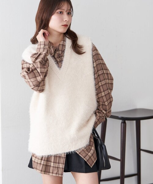 セール】【新色追加/WEB限定】フェザーヤーンチュニックベスト（ニット