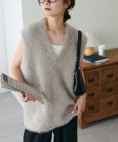 セール】【新色追加/WEB限定】フェザーヤーンチュニックベスト（ニット
