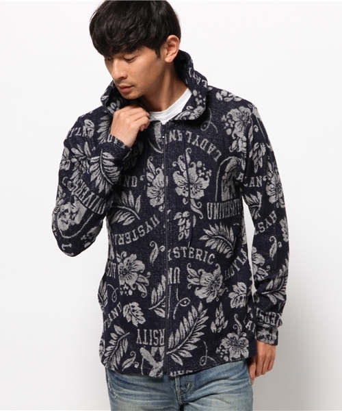 HYSTERIC GLAMOUR（ヒステリックグラマー）の「LADYLAND UNIV総柄ジャカ-ド PK（パーカー・メンズ・ピンク系その他/ネイビー/ブラック系その他・MEDIUM/LARGE/SMALL）」の4枚目の写真