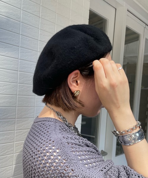 DouDou（ドゥドゥ）の「【WEB限定】 バスクベレー（ハンチング/ベレー帽・レディース・アイボリー/ブラック/ライトグレー・FREE）」の8枚目の写真