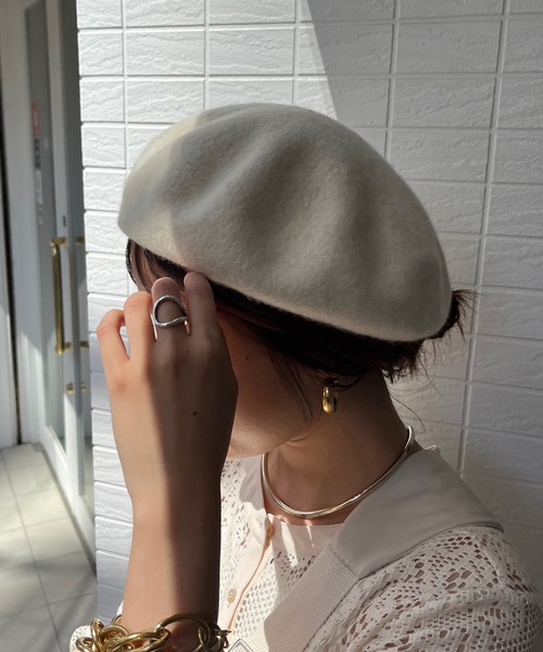 DouDou（ドゥドゥ）の「【WEB限定】 バスクベレー（ハンチング/ベレー帽・レディース・アイボリー/ブラック/ライトグレー・FREE）」の12枚目の写真