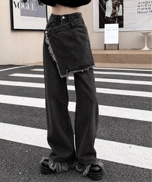 テーラードフリンジデニムパンツ